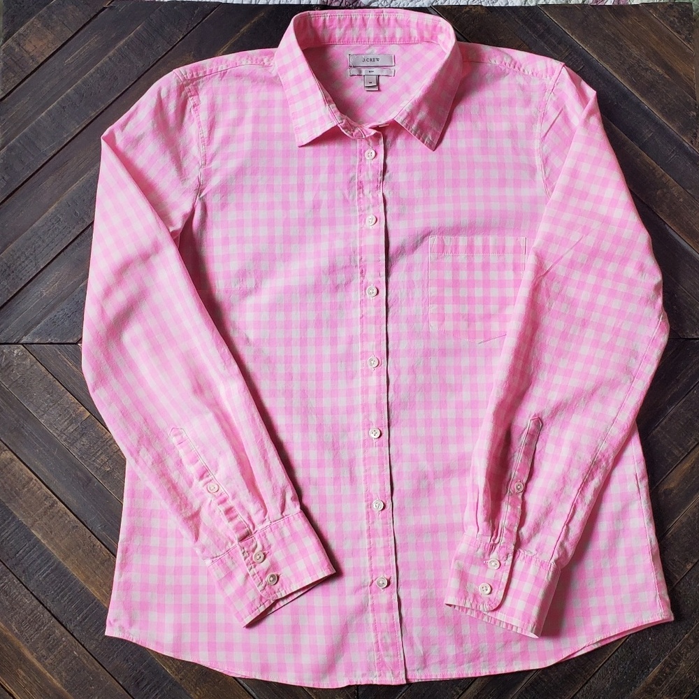 J.Crew Classic Fit Boy Shirt in Hot Pink Gingham
